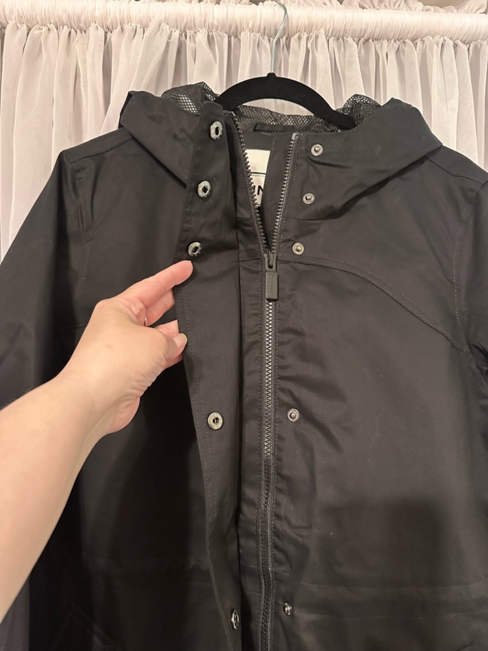 Hunter Black Hooded Waterproof Rain Zip Up Anorak Jacket Size L - Picture 13 of 15